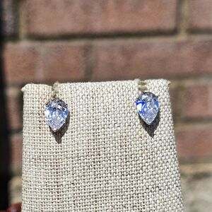 NWOT White sapphire & sterling teardrop stud earrings